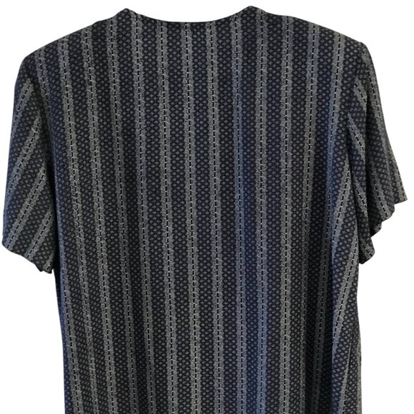 Natural Resources Button-Down Tunic: Vintage 70s Navy Geometric Blouse, Size M - Picture 11 of 14